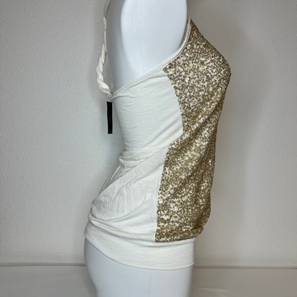 NWT Express Gold Sequin Backless Halter Tank Top XS - Picture 5 of 7
